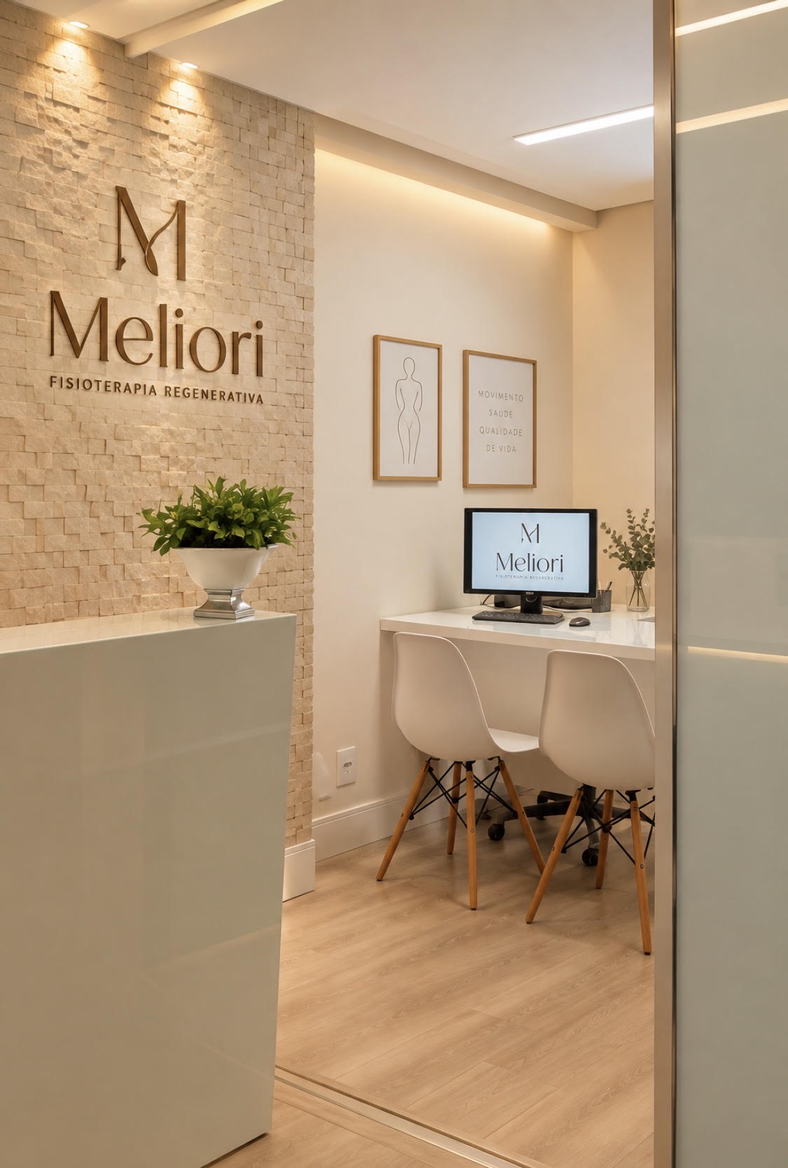 Recepção e espaço de atendimento da clínica MELIORI